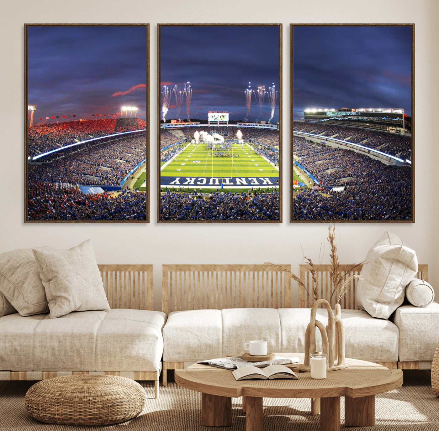 26008-MGV-FC-60X30-3P_Walnut-Kroger Field Canvas Wall Art - Kentucky Stadium Wall Art Print - Sunset Football Stadium Wall Decor