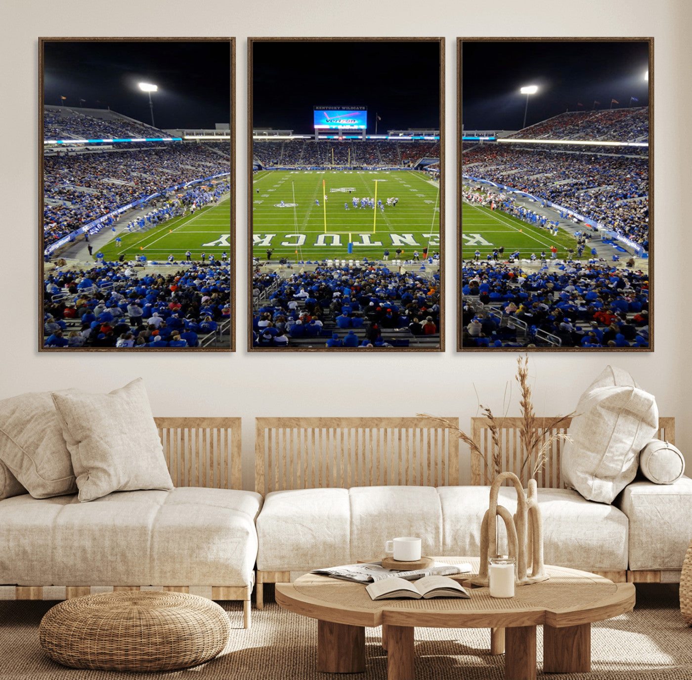 14304-MGV-FC-60X30-3P_Walnut-Kroger Field Canvas Wall Art - Kentucky Stadium Wall Art Print - Sunset Football Stadium Wall Decor