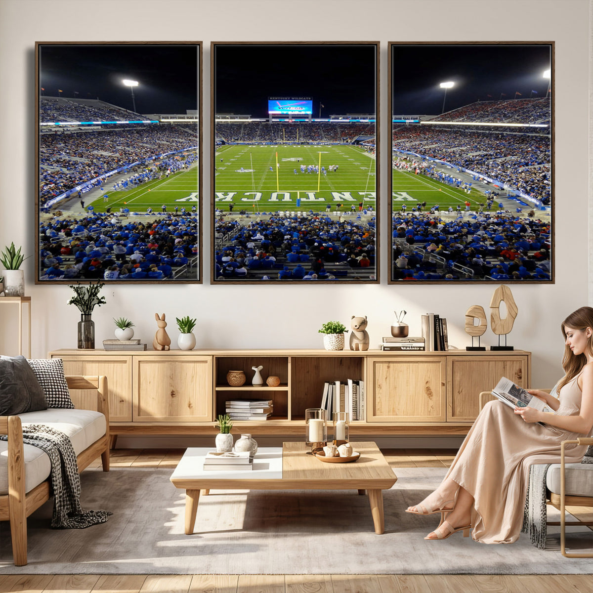 14304-MGV-CV-36X24 - Kroger Field Canvas Wall Art, Kentucky Stadium Wall Art, Framed and Ready to Hang