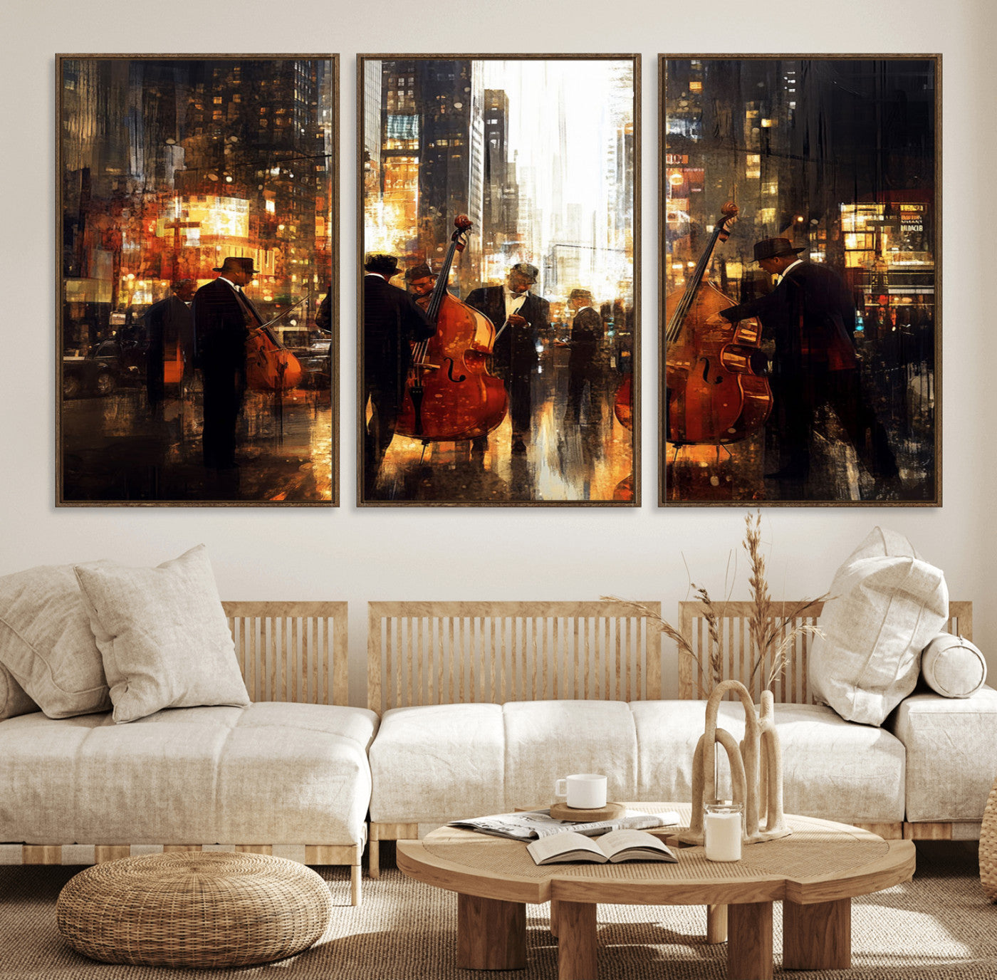 MGV-FC-60X30-3P - Abstract Jazz Art Wall Art Canvas Print - Framed Abstract Music Canvas - Colorful Instrument Poster