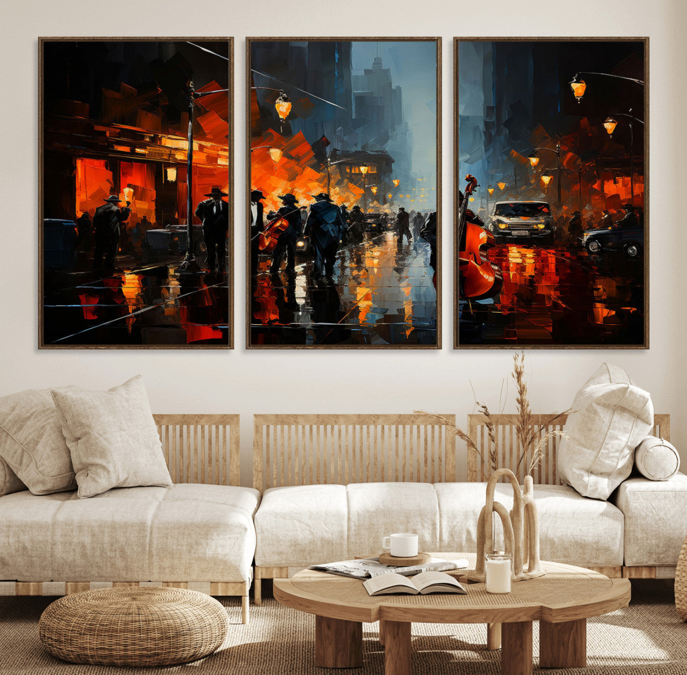MGV-FC-60X30-3P - Winston Porter Jazz Wall Art - African American Music Canvas - Abstract Colorful Music Art - Framed