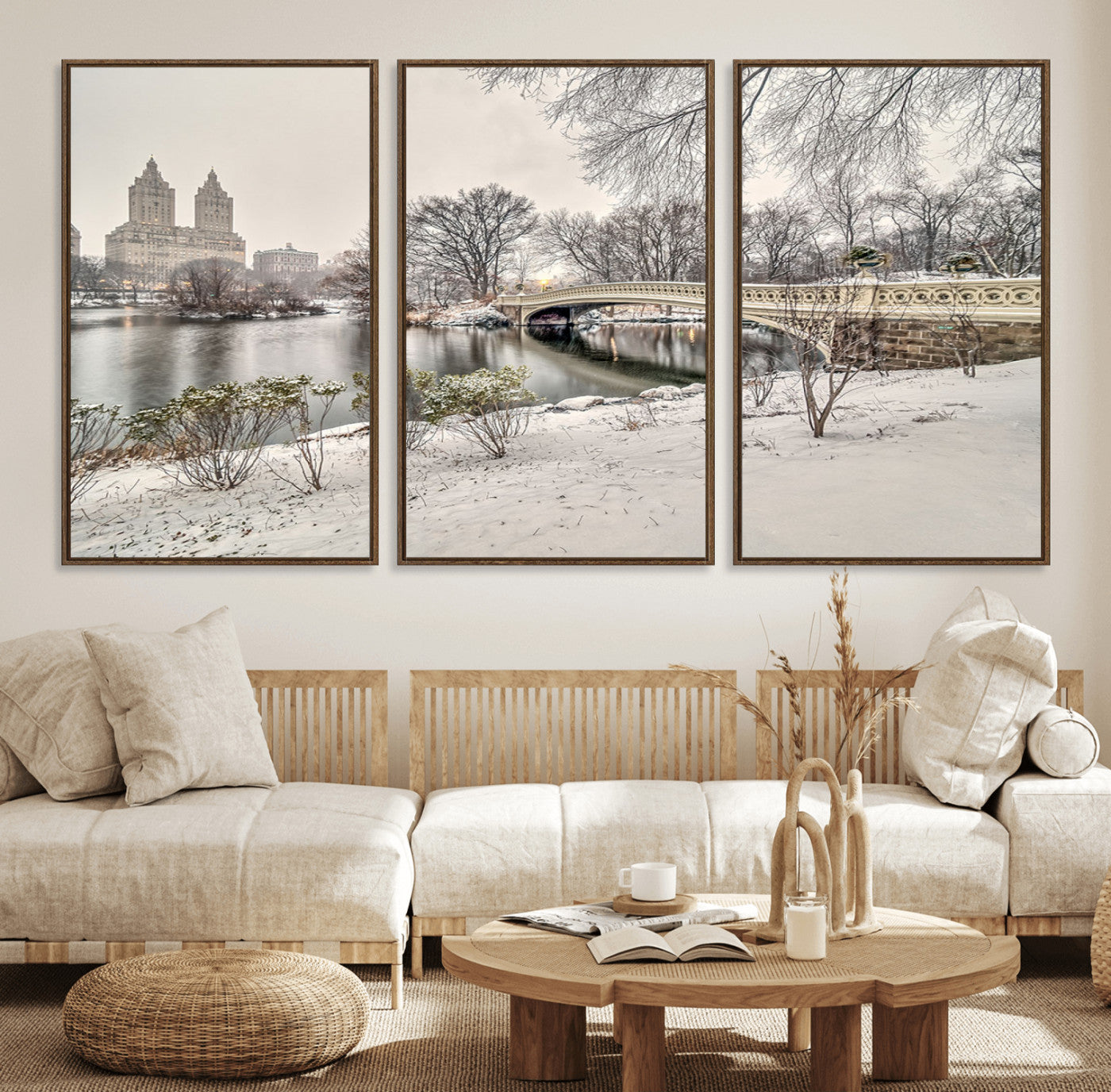 60292-MGV-FC-60X30-3P_Walnut-The Bow Bridge in Central Park Canvas, The Bow Bridge Canvas Print