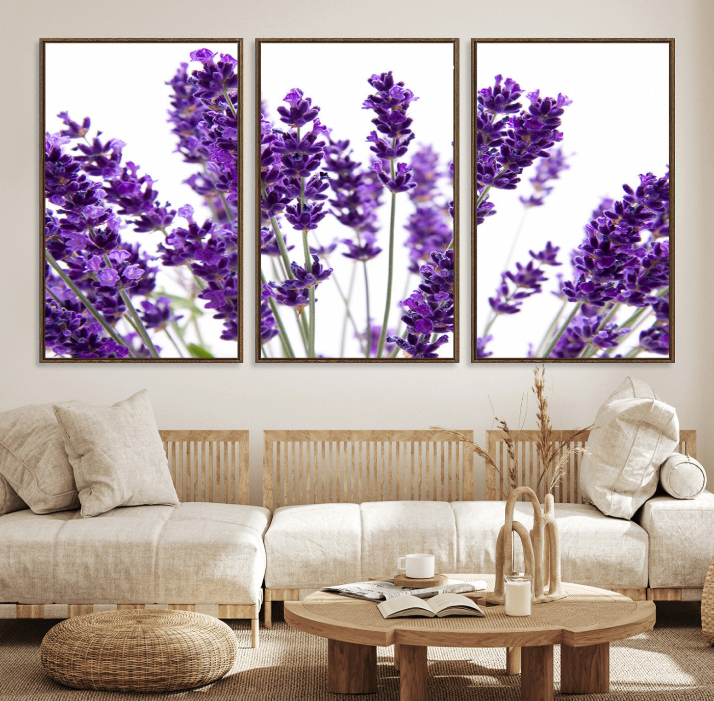 76859-MGV-FC-60X30-3P_Walnut-Lavender Flower Wall Art Canvas Print