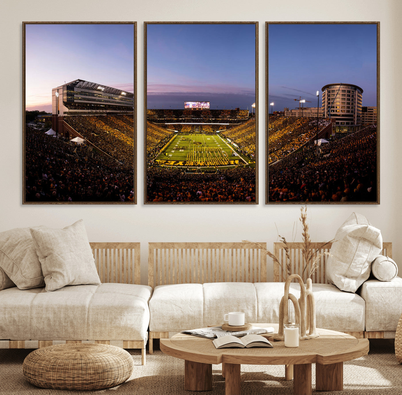 82557-MGV-FC-60X30-3P_Walnut-Iowa Hawkeyes Kinnick Stadium Wall Art Canvas Print, Framed Iowa Hawkeyes Kinnick Stadium Canvas