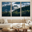 84598503-MGV-CV-36X24-Misty Forest Wall Art Canvas Print, Framed Pine Hills Art Picture Print, Moody Hills Perfect Moody Woodland Decor Artwork