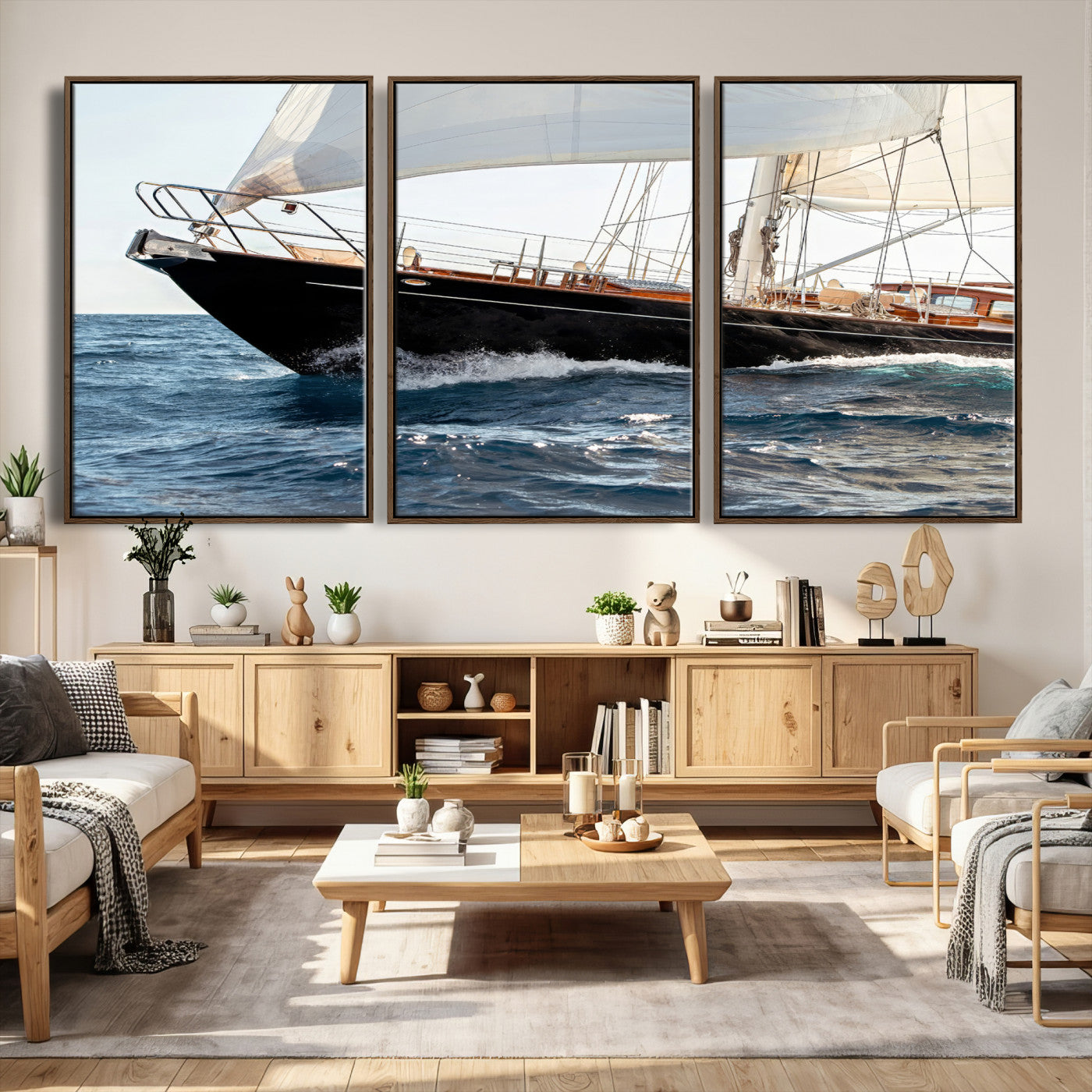 97168626-MGV-CV-36X24 - Boat Yacht Wall Art – Ocean Waves & Sailing Adventure Canvas Print, Nautical Elegance & Marine Journey for Living Room or Luxury Decor
