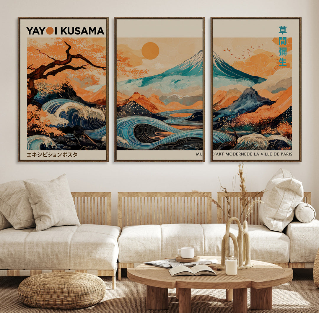 Modern Japanese Wall Art Print Yayoi Kusama Canvas Wall Art Abstract Mount Fuji Canvas Print Japanese Landscape Art Printing