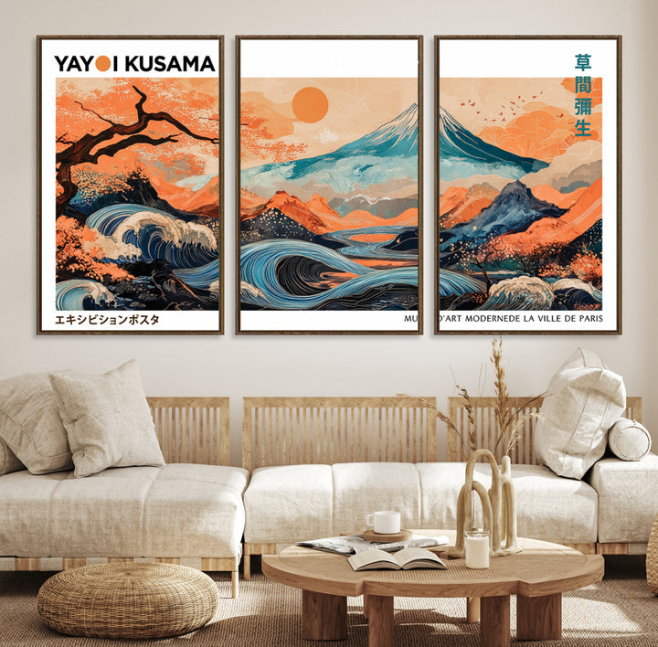 Yayoi Kusama 1986 Wall Art Print – Yayoi Kusama Wabi Sabi Japanese Wall Art Print - Vibrant Abstract Landscape Canvas – Ready-to-Hang Print