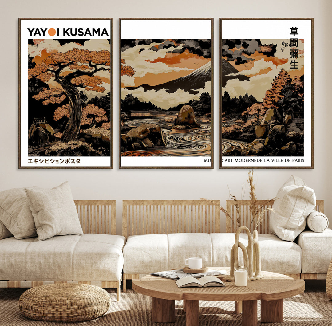 Modern Japanese Wall Art Print Yayoi Kusama Canvas Wall Art Abstract Mount Fuji Canvas Print Japanese Landscape Art Printing