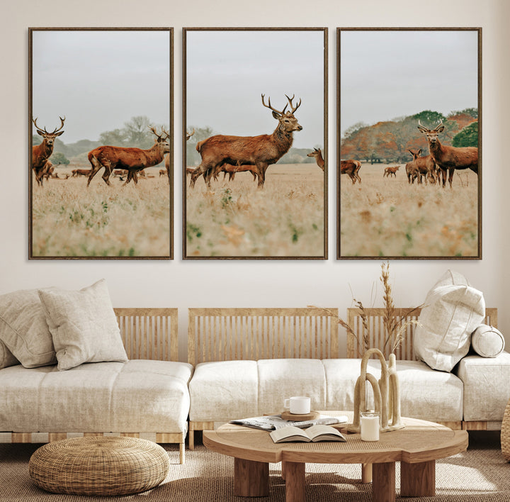 Rustic Deer Print Wall Art Canvas Print