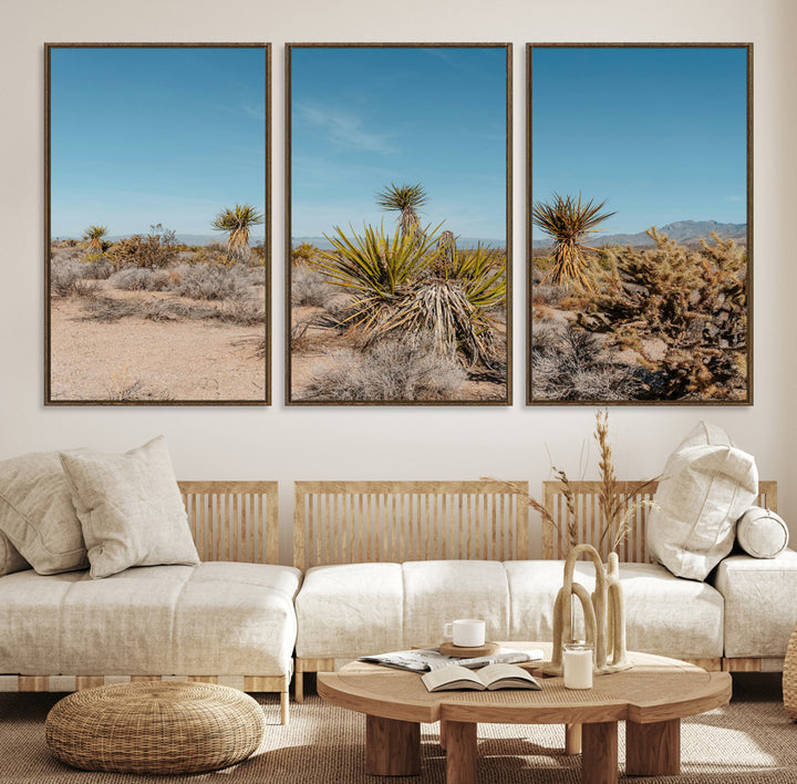 Joshua Tree Wall Art Canvas Print, Desert Landscape Print, Framed Warm Earth Tones Art Print, Large California Southwest Printing