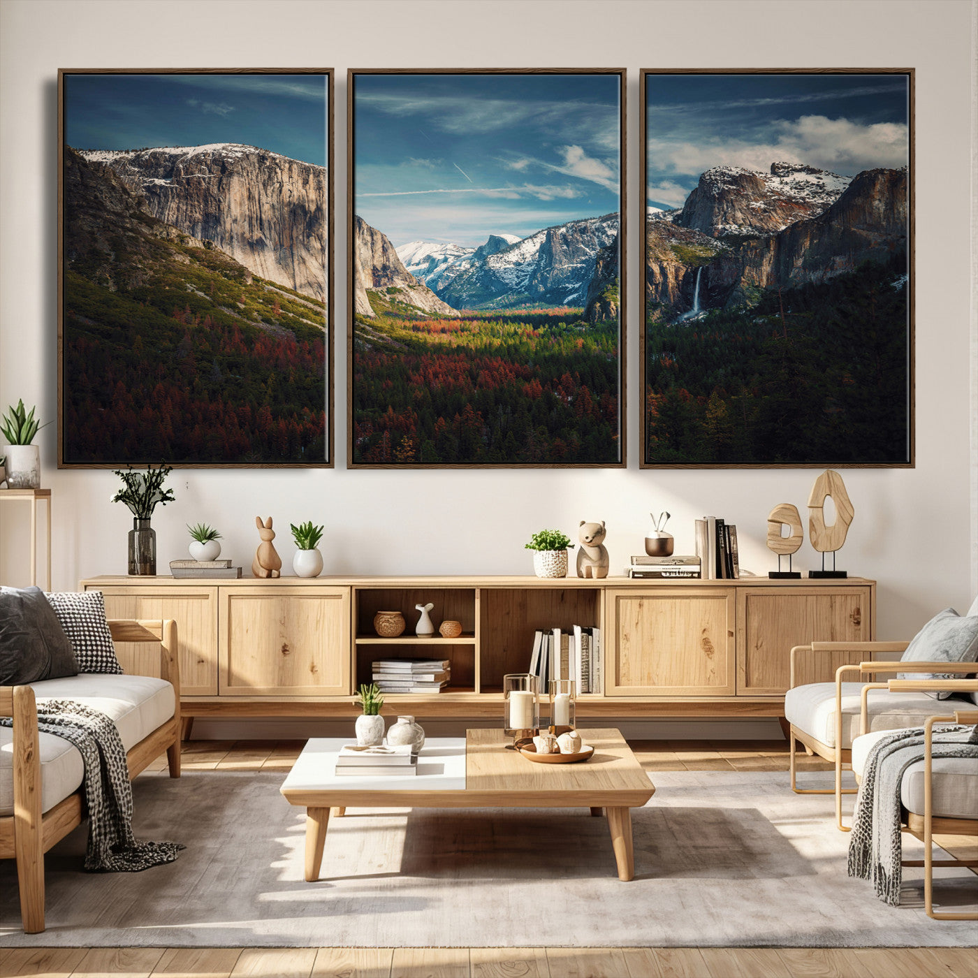 15244033-MGV-CV-36X24 - Yosemite National Park Wall Art – Framed Mountain Landscape El Capitan Canvas Print Scenic Decor for Home, Office Decor