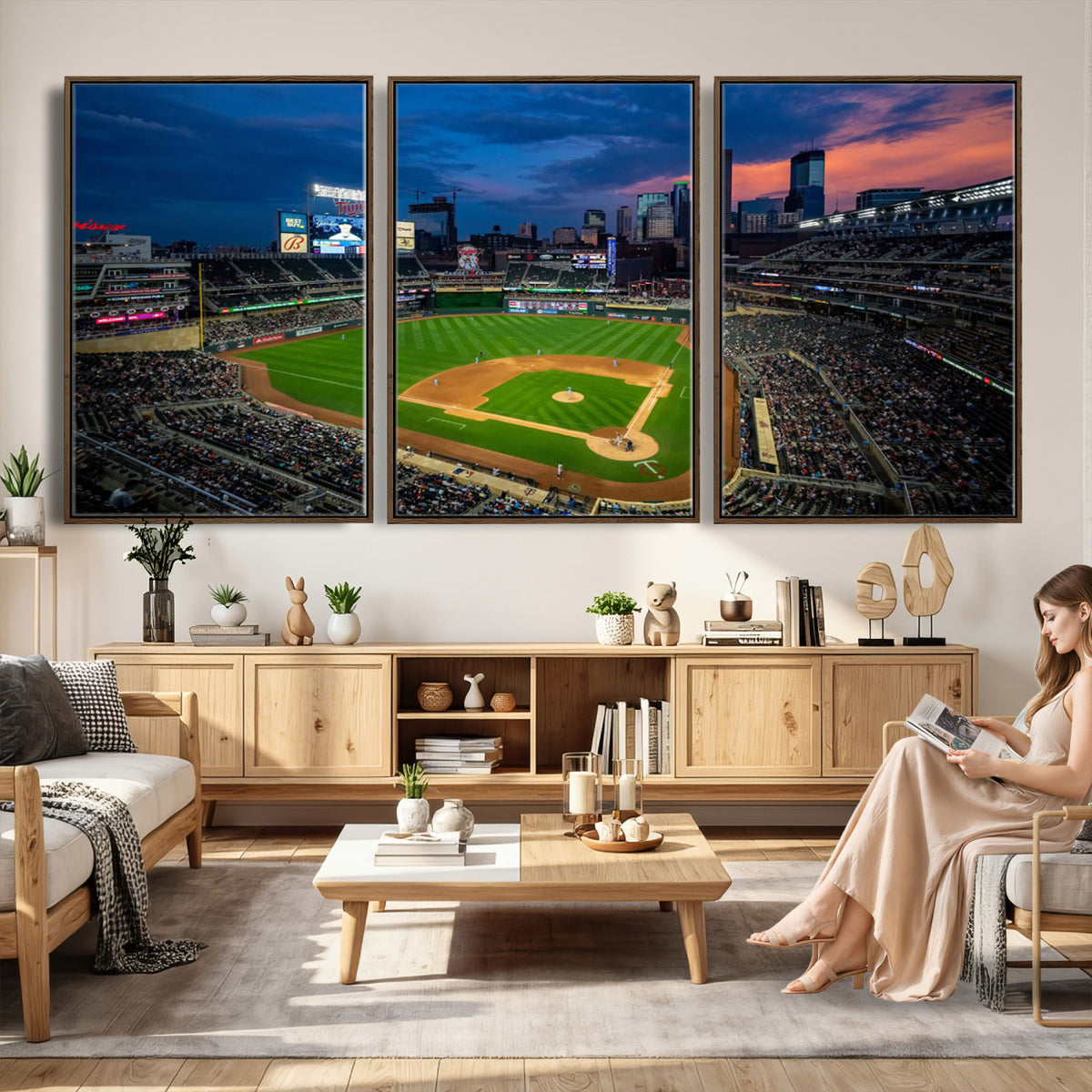 68222753-MGV-CV-36X24 - Target Field Wall Art Canvas Print, Baseball Stadium Scene
