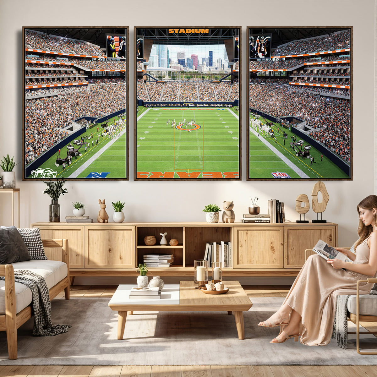 76935553-PAN-FL-20X10 - Chicago Bears Soldiers Field Wall Art Canvas Print, Home Office Wall Decor