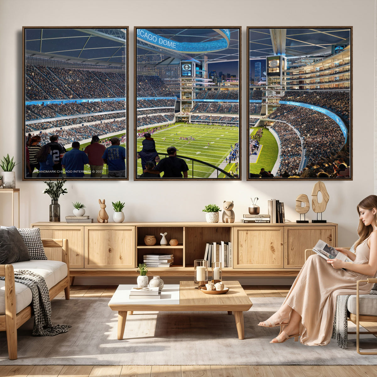 41816511-MGV-CV-36X24 - Chicago Dome Stadium Wall Art Canvas Print, Framed Modern Decor