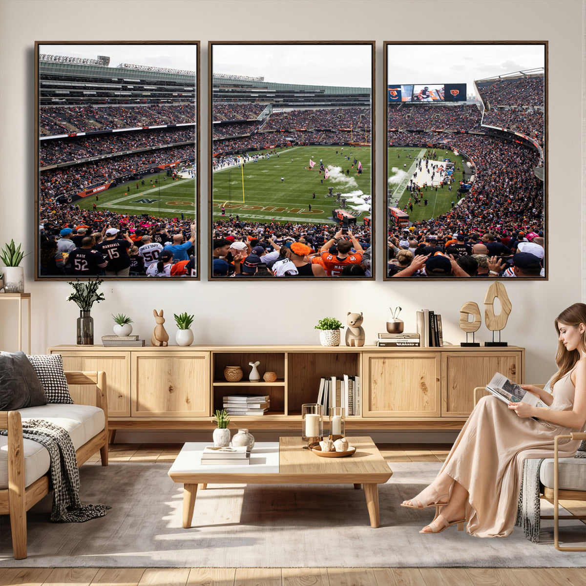 18347149-MGV-CV-36X24 - Chicago Bears Soldier Field Wall Art Canvas Print – Framed Football Stadium Artwork Team Spirit for home, office