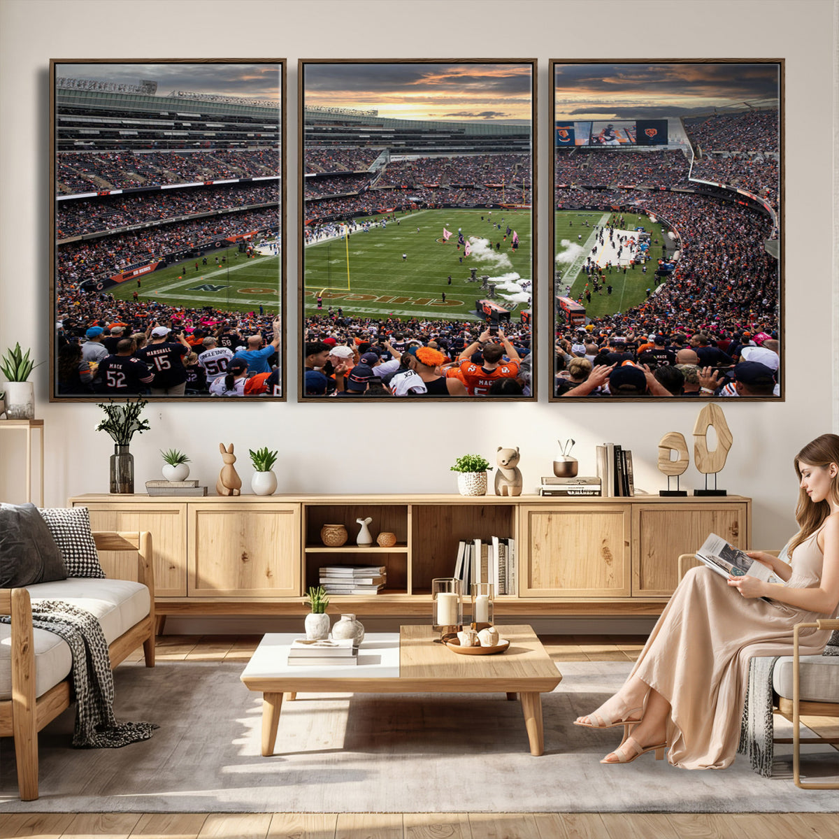 87578930-PAN-FL-20X10 - Chicago Bears Soldiers Field Wall Art Canvas Print, Home Bar Wall Decor