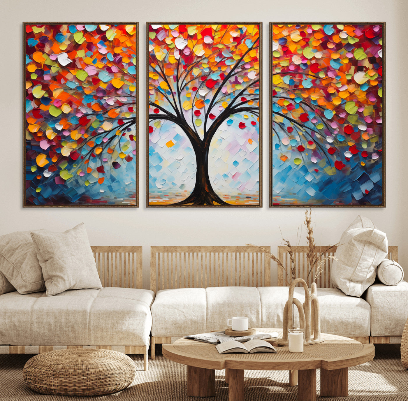 HS2447-MGV-CV-36X24-Vibrant Tree of Life Canvas Wall Art – Colorful Abstract Nature in Modern Decor - Ready to Hang