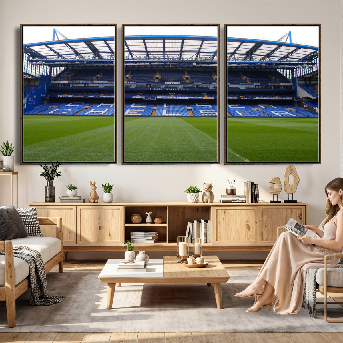 38616413CHELSA-MGV-CV-36X24 - Stamford Bridge Chelsea Football Stadium Canvas Wall Art