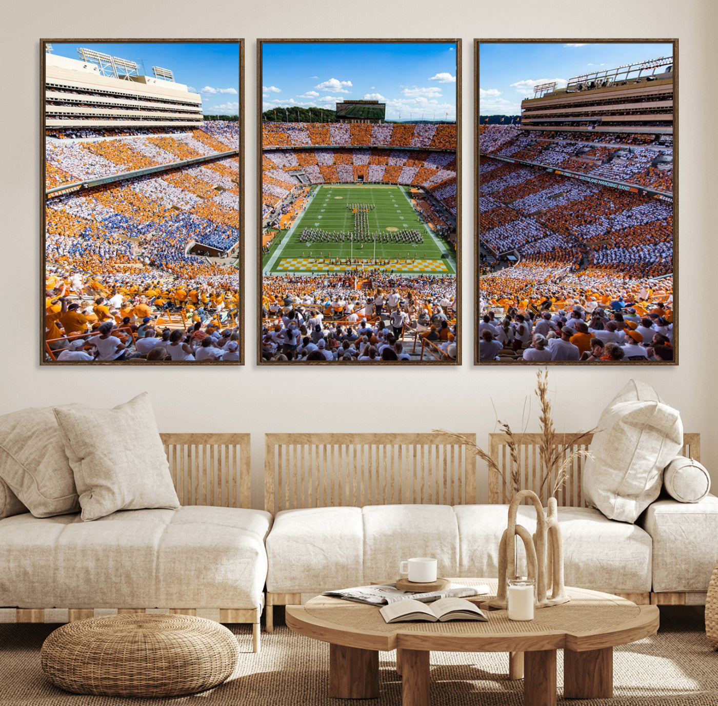 77097951-MGV-FC-60X30-3P - Tennessee Neyland Stadium Wall Art, Sports Arena Canvas Print, Panoramic Stadium Canvas Artwork for Home, Office