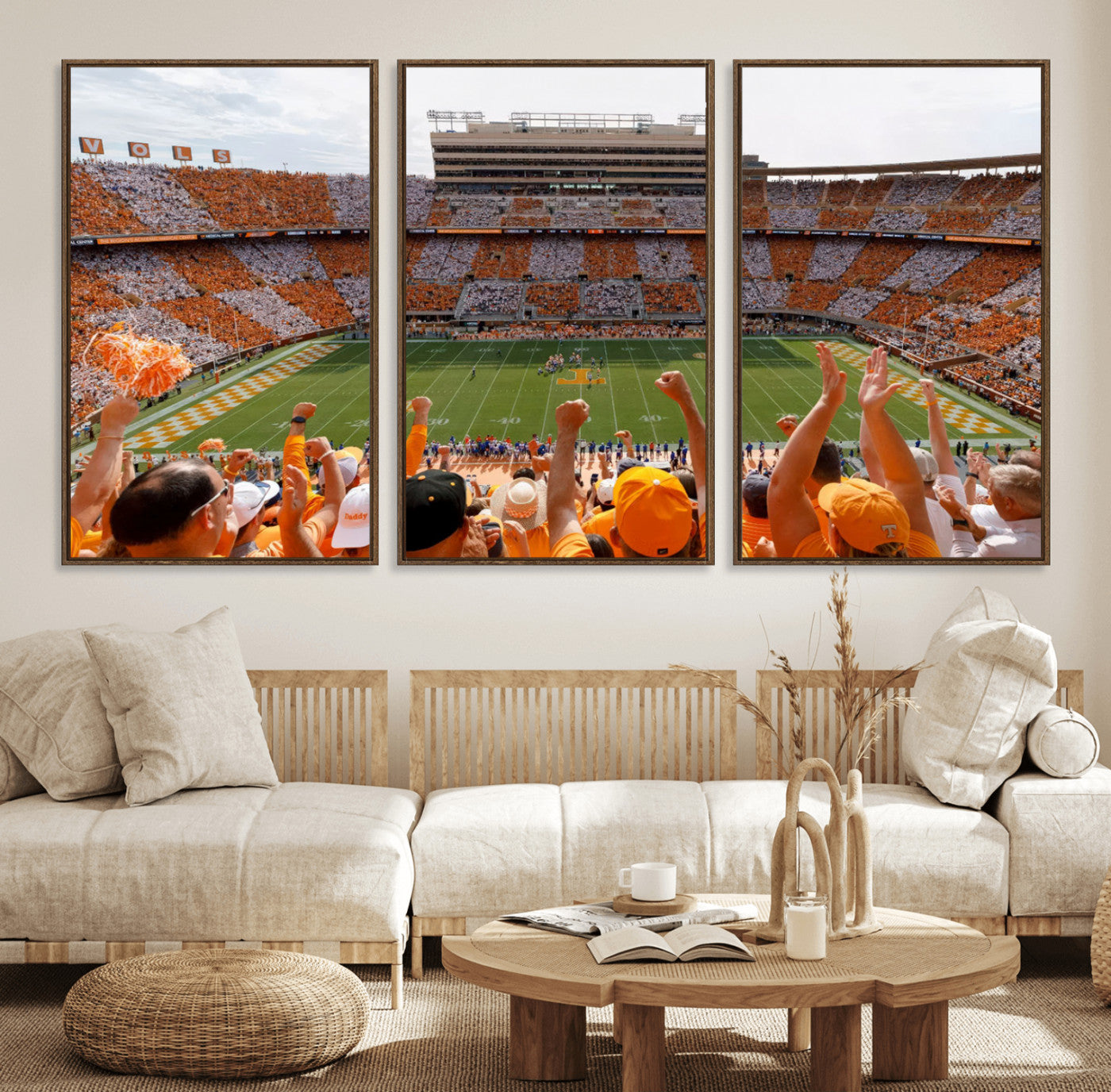 76011417-MGV-FC-60X30-3P - Tennessee Neyland Stadium Wall Art, Sports Arena Canvas Print, Panoramic Stadium Artwork for Home, Office
