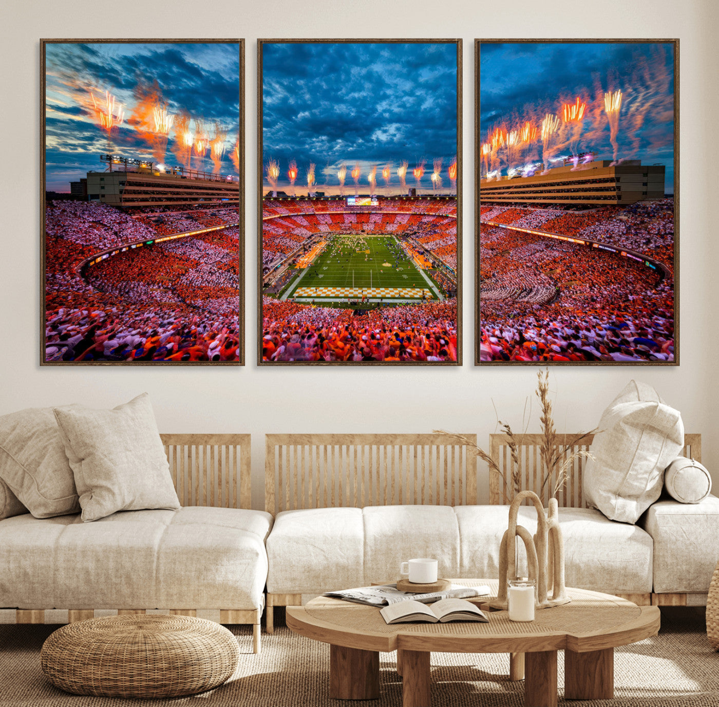 94266219-MGV-FC-60X30-3P_Walnut-Tennessee Neyland Stadium Wall Art, Sports Arena Canvas Print, Panoramic Stadium Artwork for Home, Office