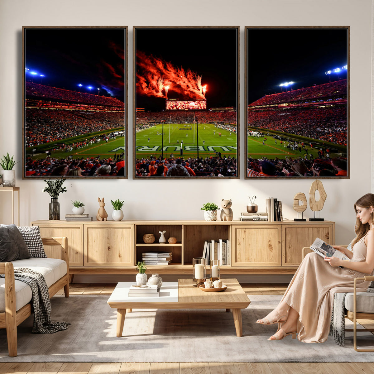 59046876-MGV-CV-36X24 - Jordan-Hare Football Stadium Wall Art Canvas Print, Football Stadium Aerial View