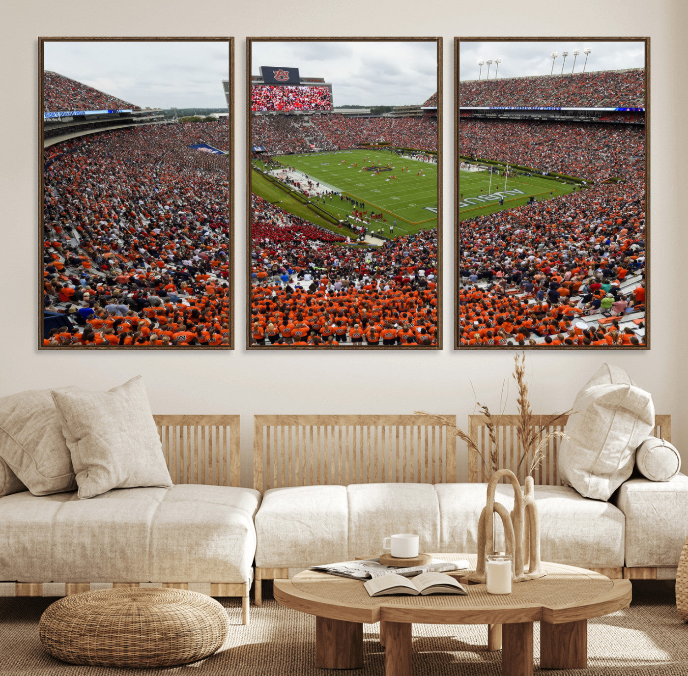 39597998-MGV-CV-36X24-Jordan-Hare Stadium Wall Art Canvas Print, College Sports Art for Man Cave or Game Room, Framed Alabama Football Decor