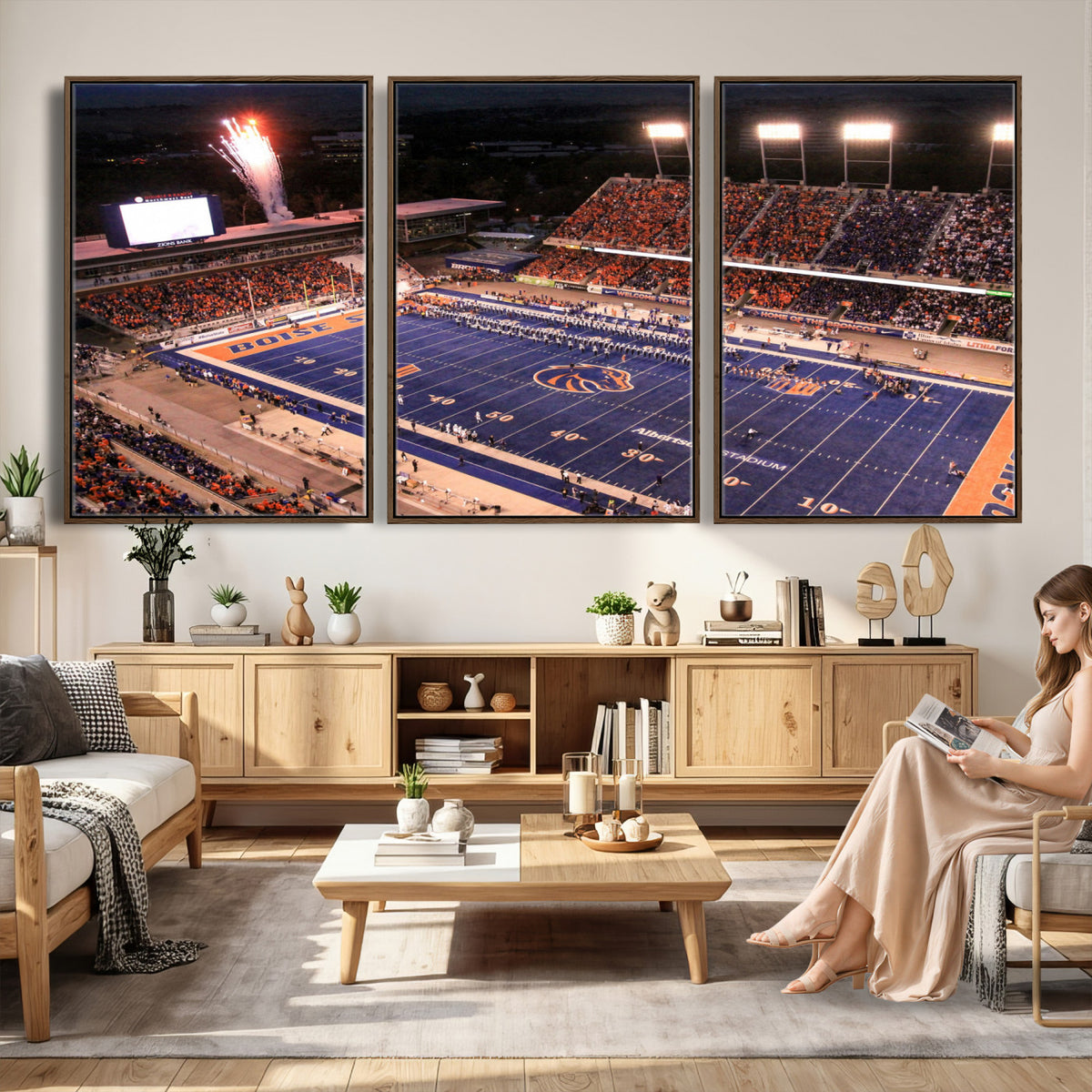 BS1001S-MGV-CV-36X24 - Boise State Broncos Albertsons Stadium Wall Art Canvas Print