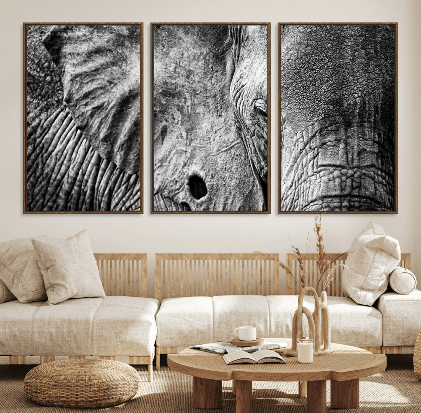 51030-MGV-FC-60X30-3P_Walnut-Wild Old Elephant Wall Art Canvas Print