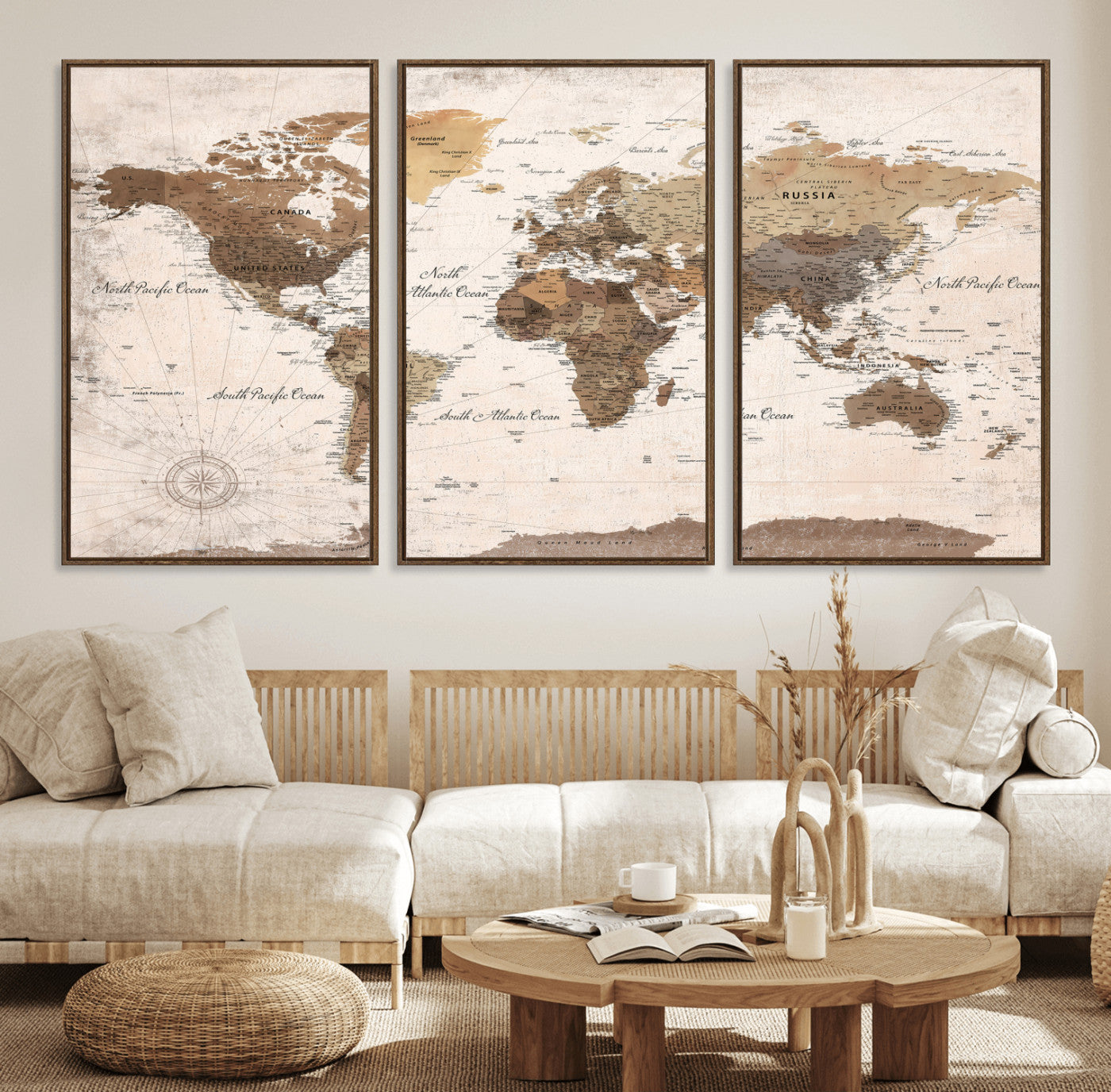 38923639-MGV-CV-36X24 - World Map Wall Art Canvas Print, Modern Decorative Framed Map Artwork Prints for Living Room, Office, Bedroom Wall Decor