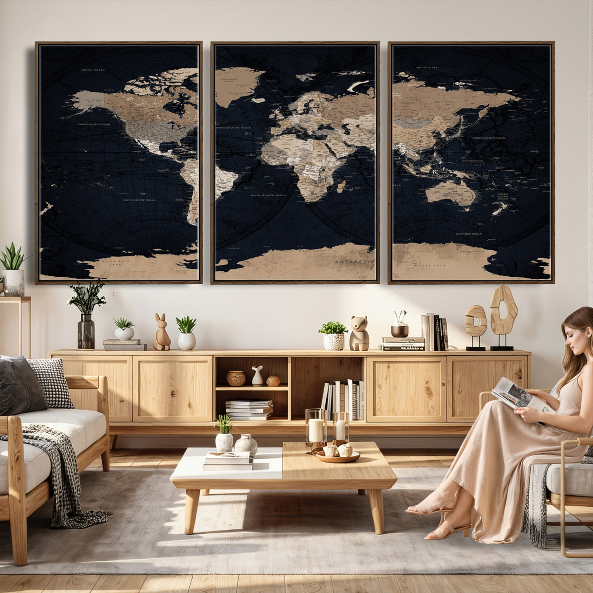 25812727-MGV-CV-36X24 - Grunge Wall Art World Map Canvas Print