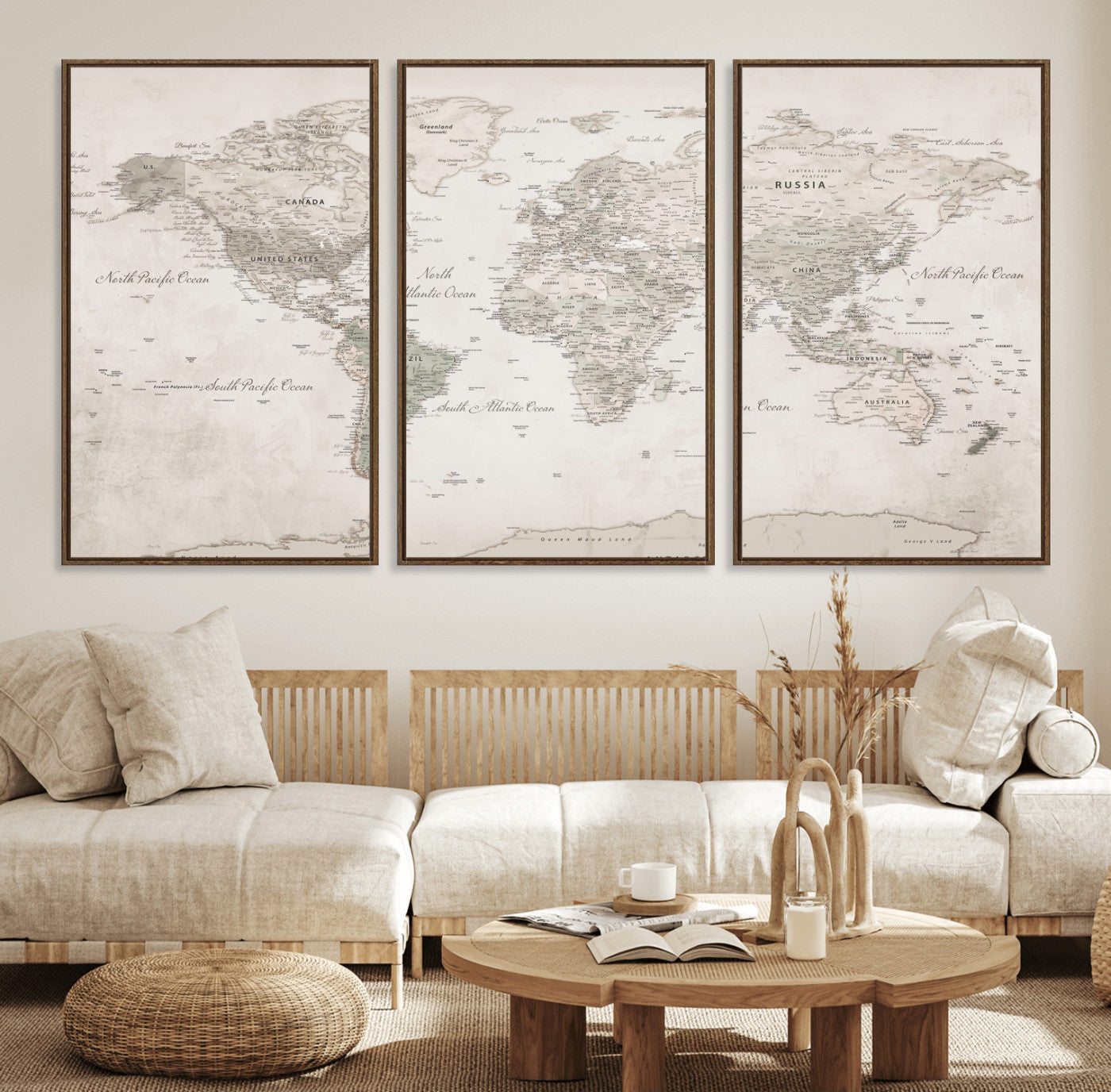 90355419-MGV-CV-36X24 - World Map Wall Art Canvas Print, Modern Decorative Framed Map Artwork Prints for Living Room, Office, Bedroom Wall Decor