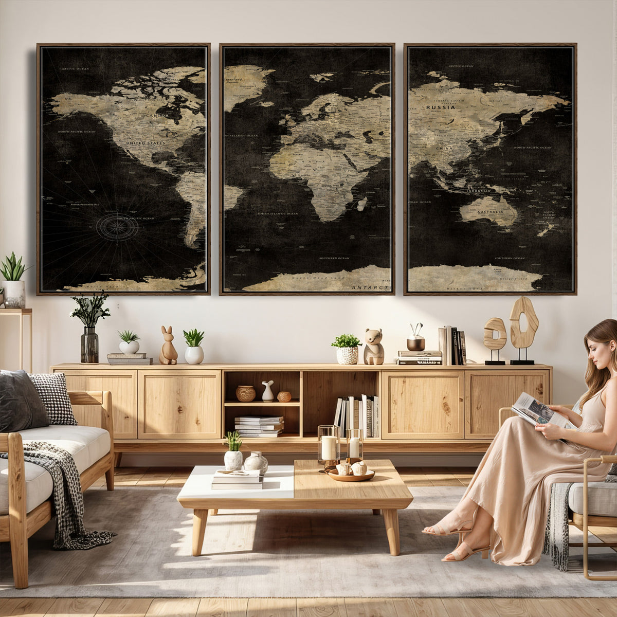 60653880-MGV-CV-36X24 - Push Pin World Map Canvas Wall Art Print, Interactive Travel