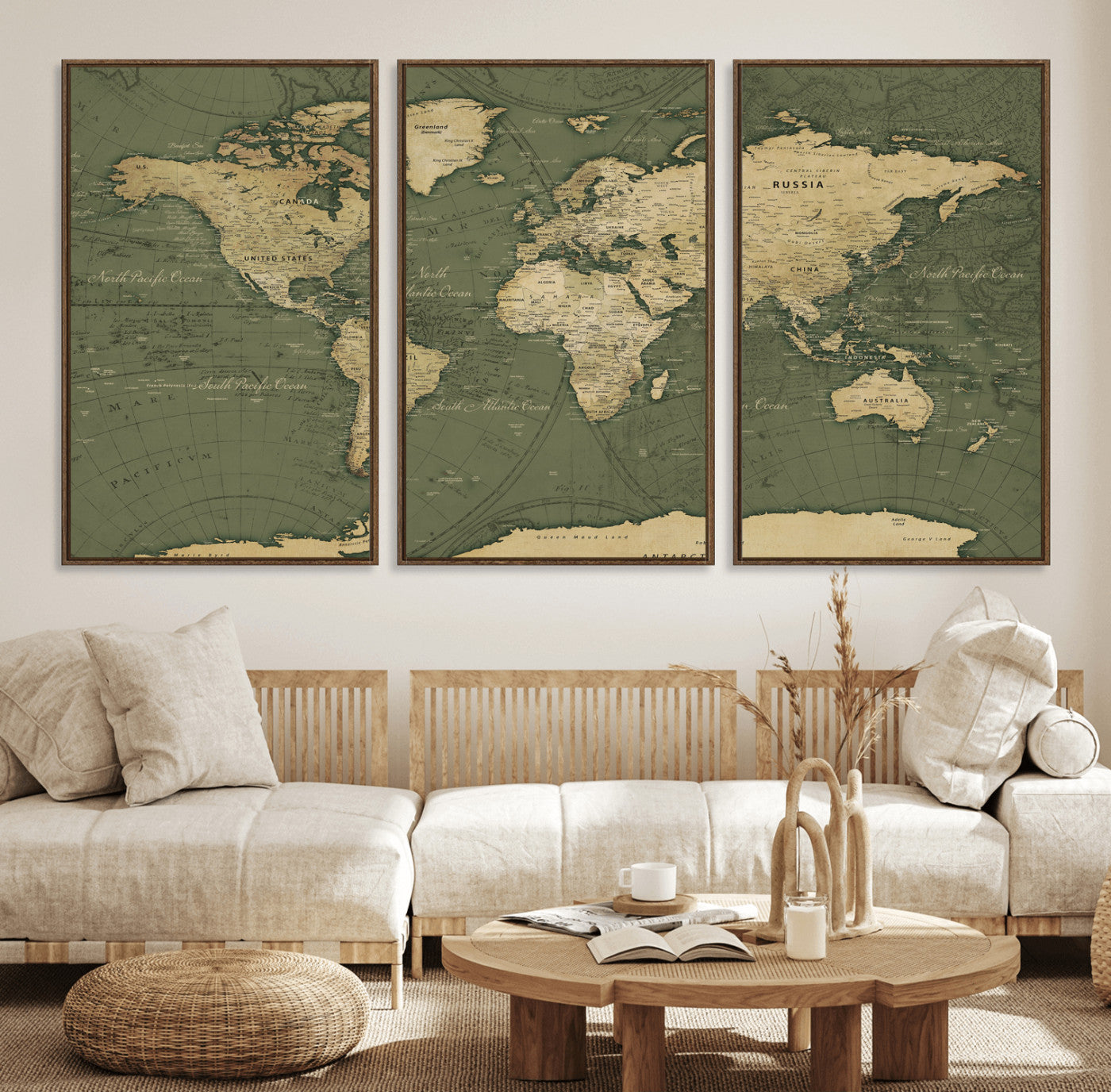 75846040-MGV-CV-36X24 - World Map Wall Art Canvas Print, Modern Decorative Framed Map Artwork Prints for Living Room, Office, Bedroom Wall Decor