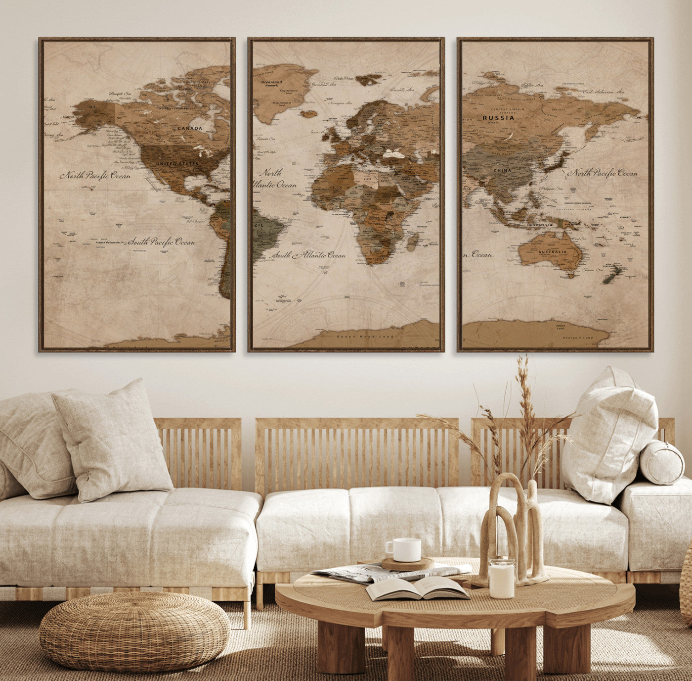40064188-MGV-CV-36X24 - World Map Wall Art Canvas Print, Modern Decorative Framed Map Artwork Prints for Living Room, Office, Bedroom Wall Decor