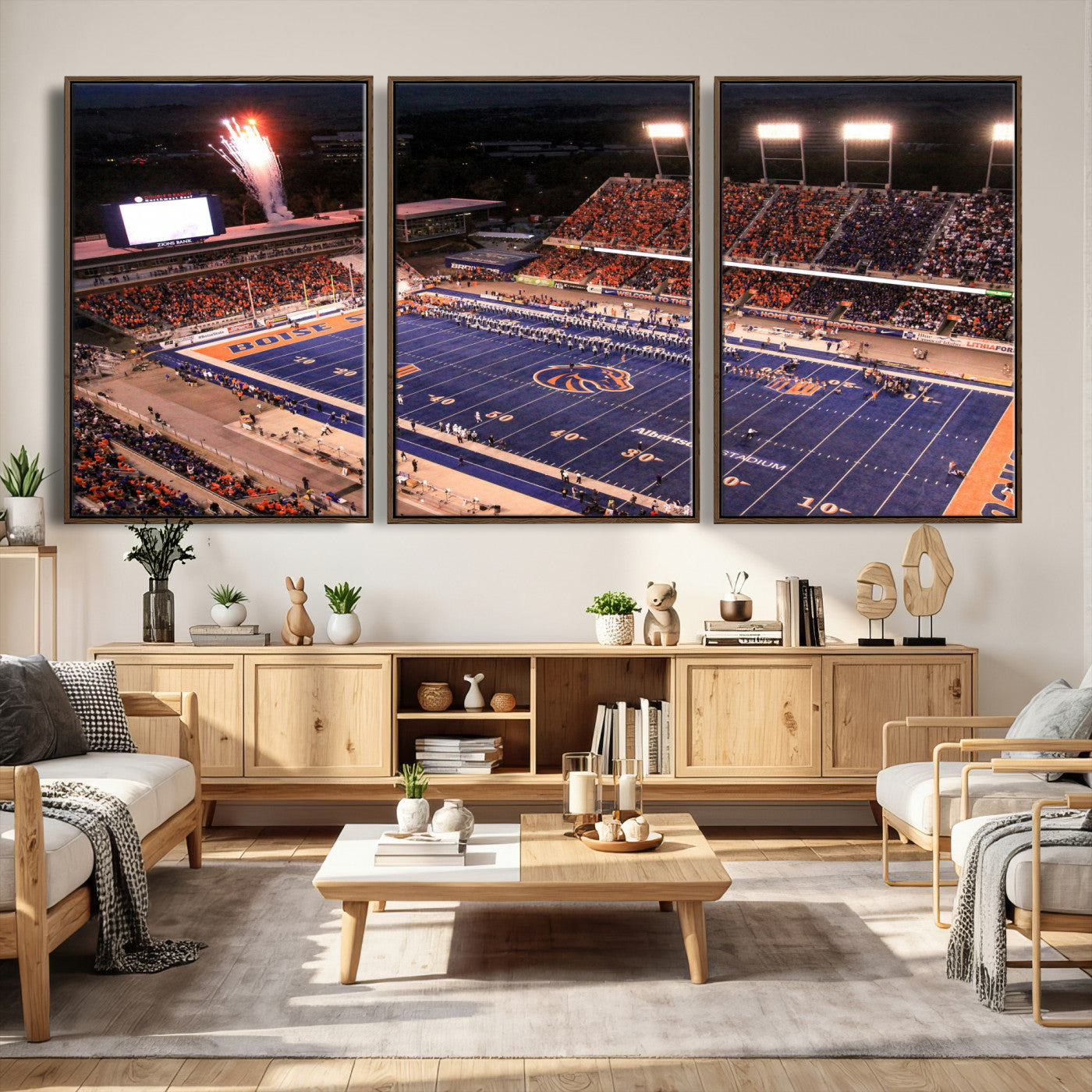 58849575-MGV-CV-36X24 - Boise State Stadium Large Wall Art Canvas Print for Living Room Office Wall Decor