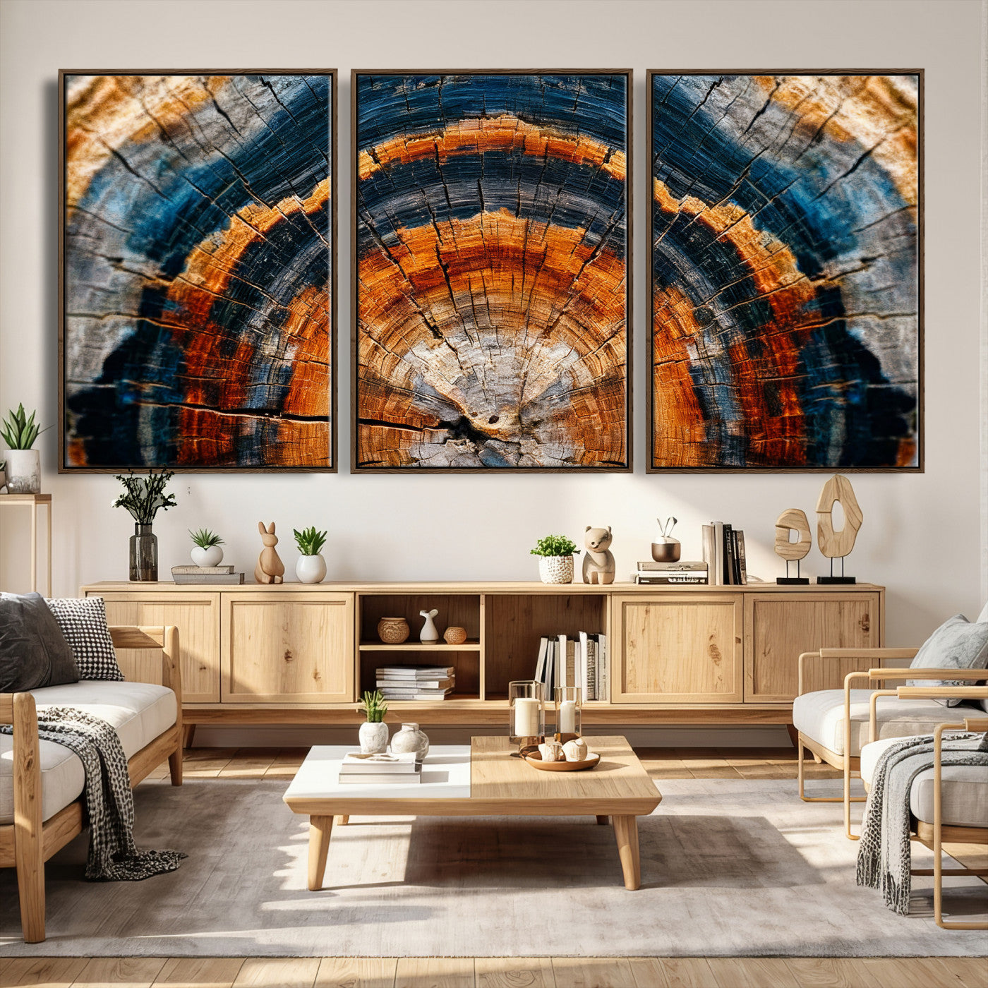 92693966N-MGV-CV-36X24 - Abstract Wood Grain Canvas Print, Tree Ring Pattern Wall Art, Framed Canvas Ready to Hang