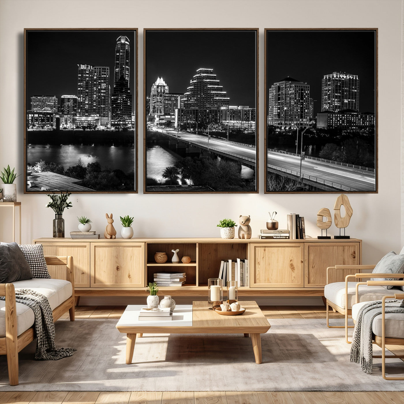 37531750-MGV-CV-36X24 - Austin Skyline Wall Art Canvas Print, Austin Downtown Night Cityscape Print for Modern Urban Wall Decor