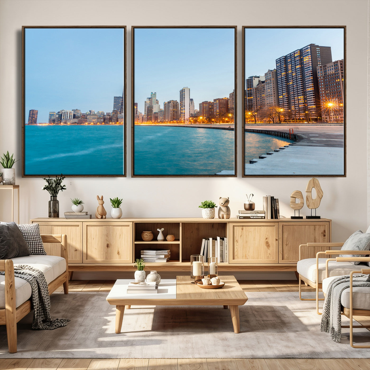 66780141-MGV-CV-36X24 - Chicago Wall Art Canvas Print, Chicago City Downtown Night Cityscape Print for Modern Urban Wall Decor