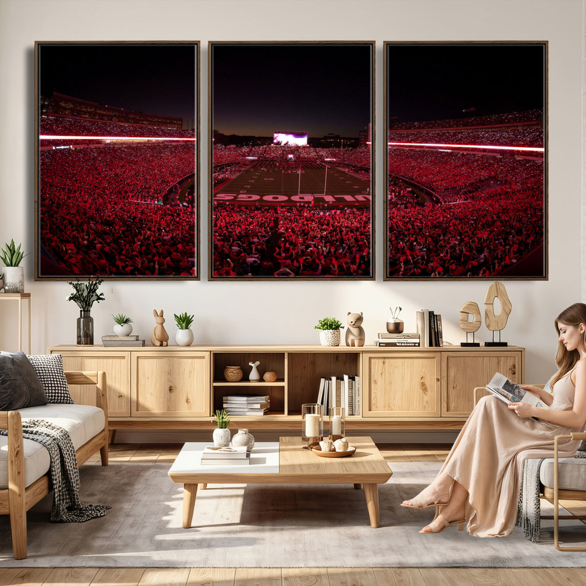 76277124-MGV-CV-36X24 - Sanford Stadium Wall Art Canvas Print – Georgia Bulldogs Football Artwork Print for Home, Office, and Sports Room Decor