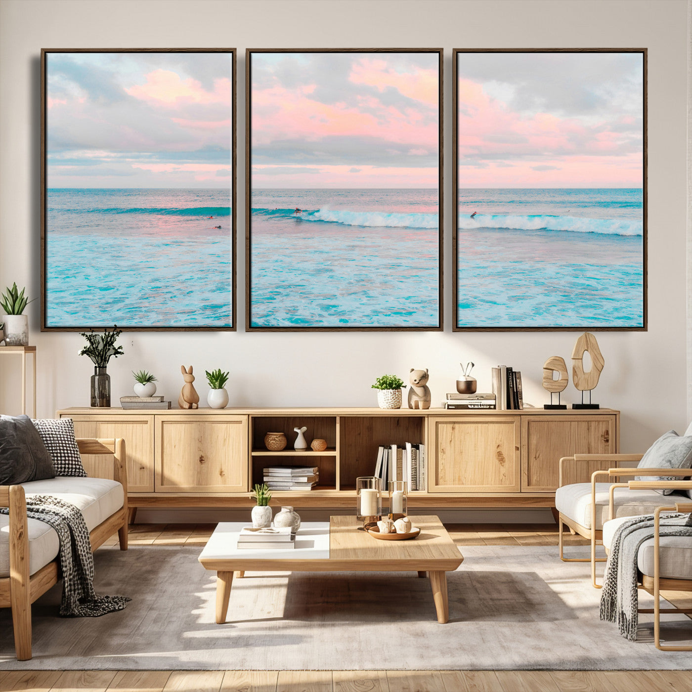 73216461-MGV-CV-36X24 - Ocean Wave Wall Art Canvas Print, Pastel Surf Seascape Photography, Coastal Beach Wall Decor