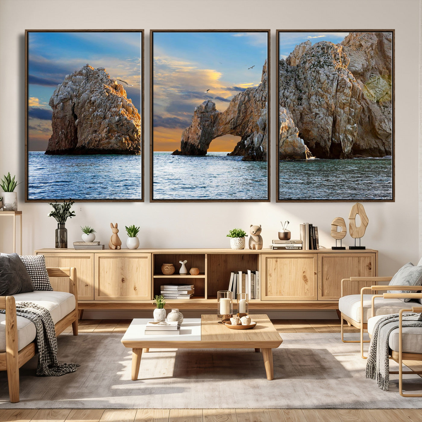 63505689-MGV-CV-36X24 - El Arco Cabo San Lucas Ocean Arch Wall Art Canvas Print, Baja California Rock Arch Seascape Canvas Print, Mexico Coastal Landmark Scenic Art Printing