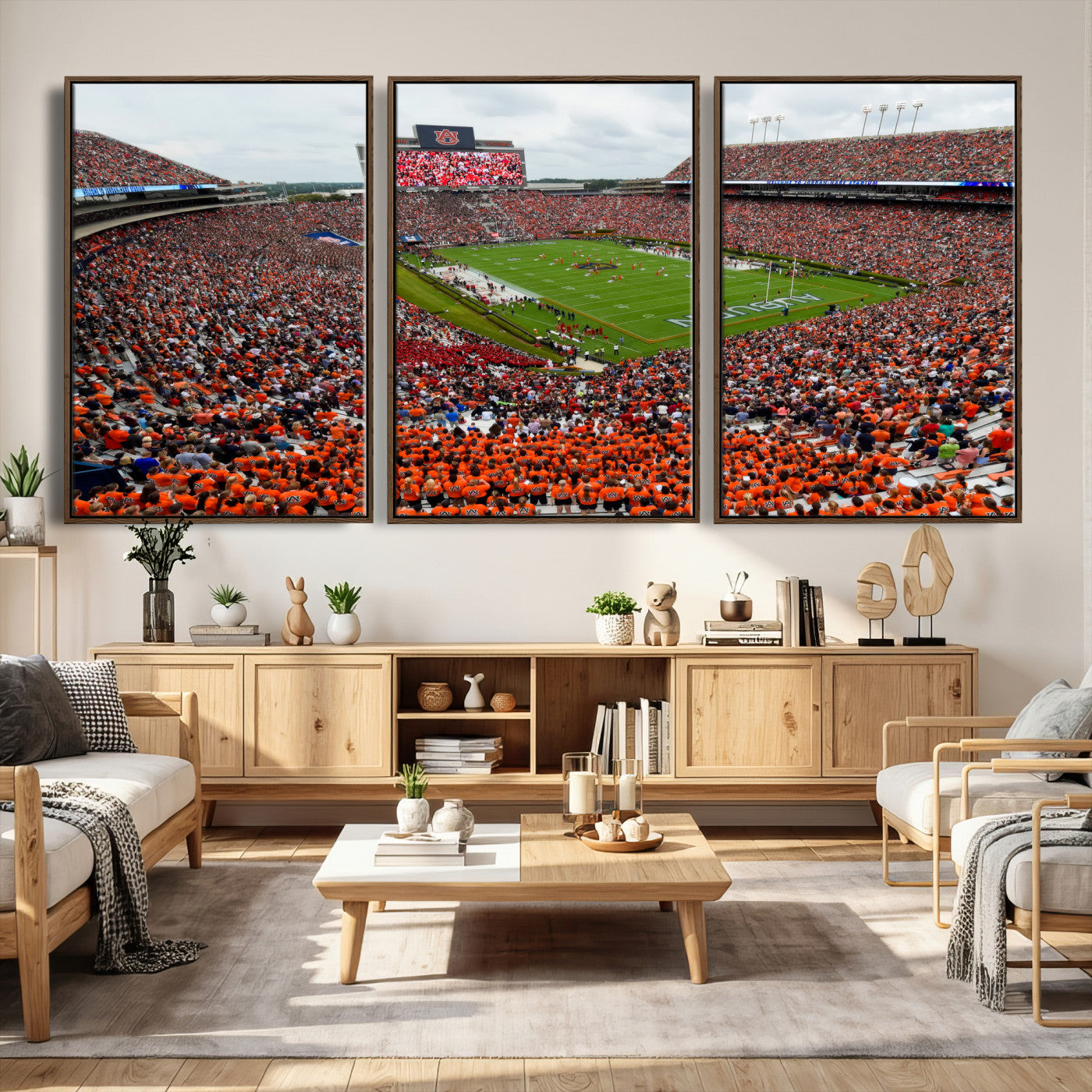 82562490-MGV-CV-36X24 - Auburn Stadium Sunset Wall Art Canvas Print, Jordan Hare Stadium Game Day Crowd, Auburn Tigers Football Artwork