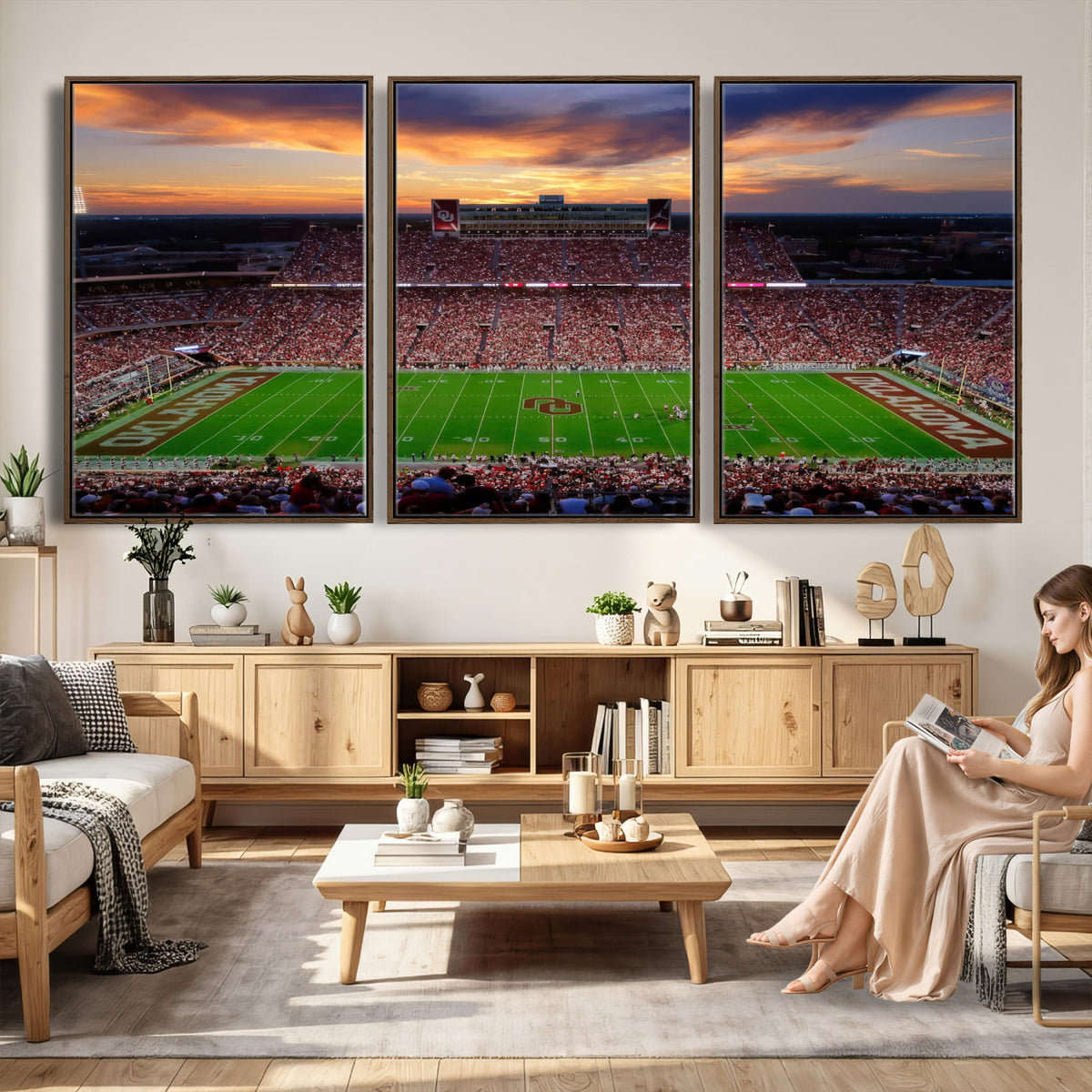 51457497-MGV-CV-36X24 - Oklahoma Sooners Stadium Wall Art Canvas Print, College Football Decor