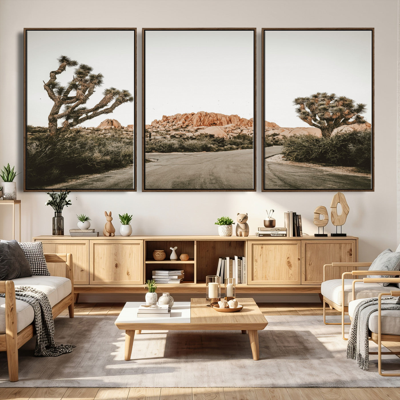 97248544-MGV-CV-36X24 - Joshua Tree Desert Wall Art Canvas Print, Minimal Southwestern Landscape Nature Wall Decor for Modern and Boho Interiors