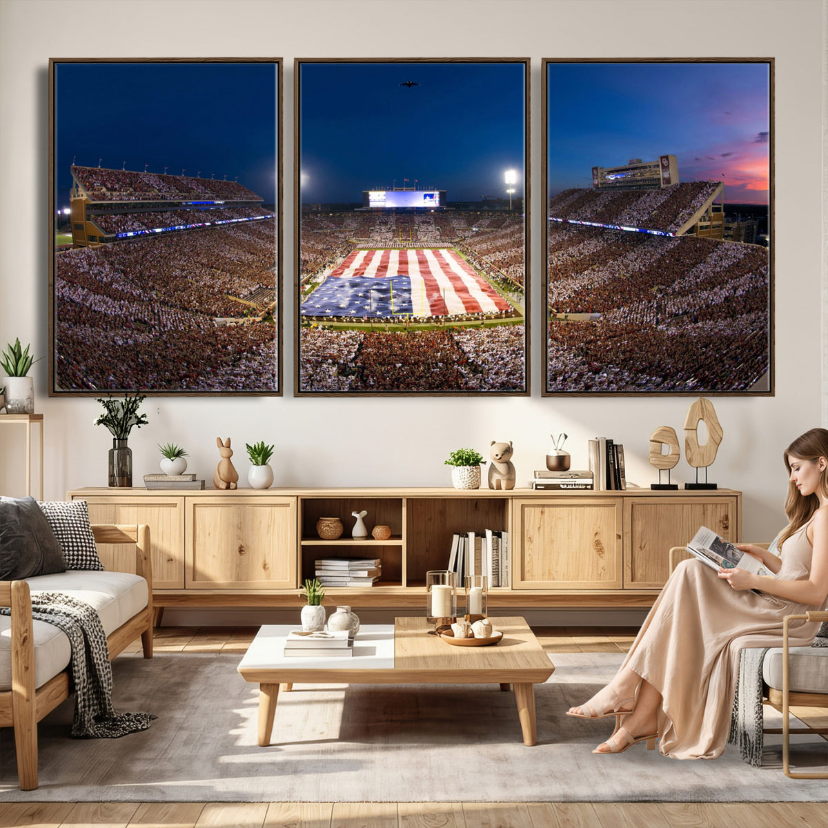 12979182-MGV-CV-36X24 - Oklahoma Sooners Memorial Stadium Wall Art Canvas Print