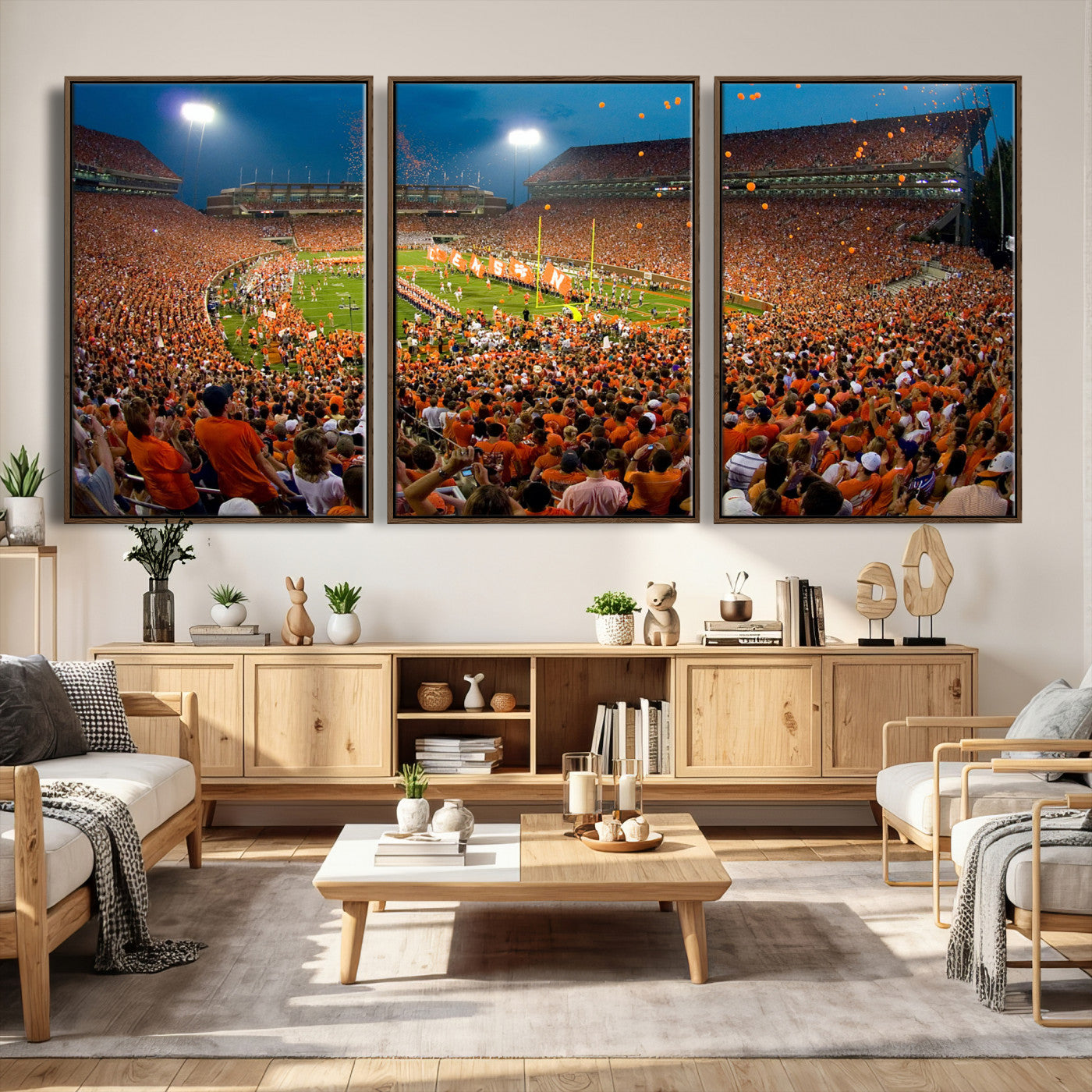 42850097-MGV-CV-36X24 - Clemson Tigers Memorial Stadium Wall Art Canvas Print, Death Valley Football Stadium Artwork, Packed Game Night Crowd Scene