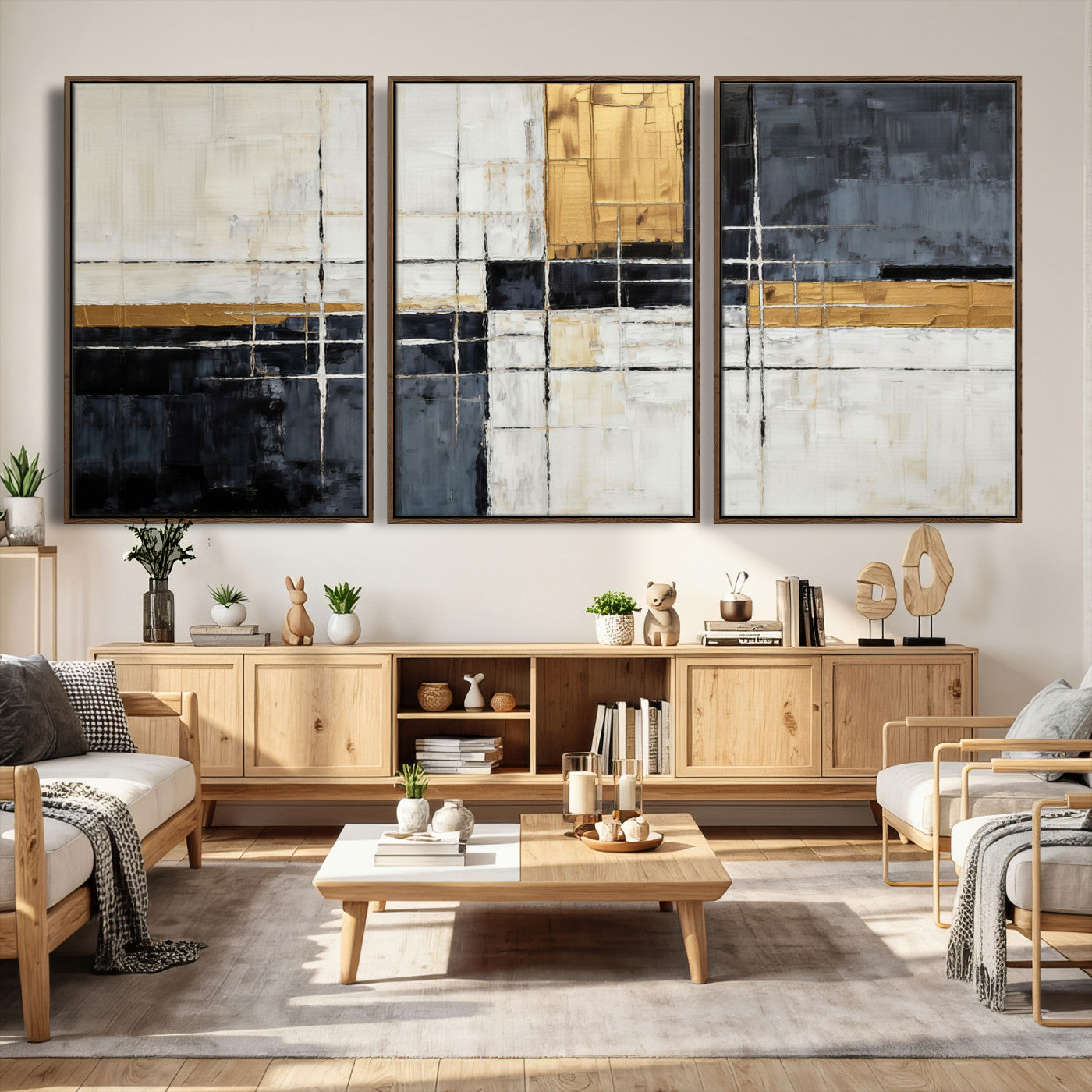 78975677-MGV-CV-36X24 - Gold Abstract Wall Art Canvas Print, Modern Luxury Geometric Painting Wall Decor for Living Room and Office