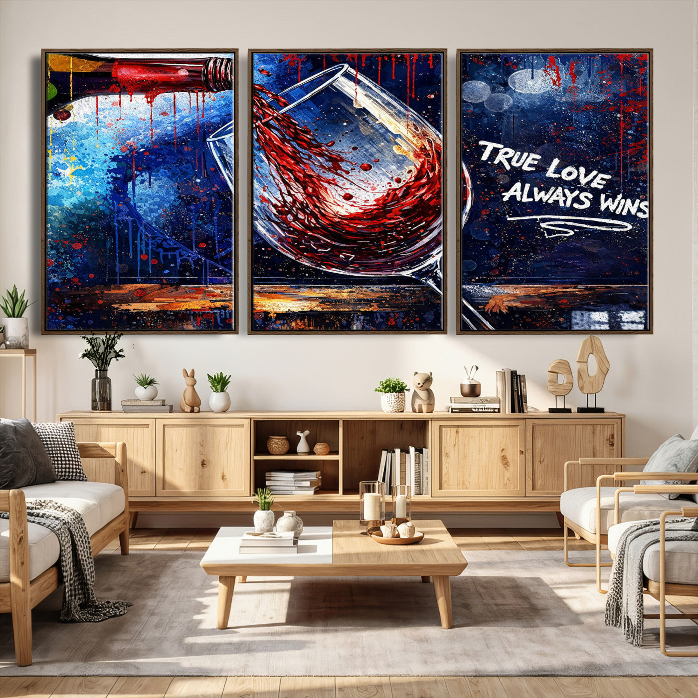 88788932-MGV-CV-36X24 - Red Wine Splash Abstract Wall Art Canvas Print, Modern Wine Glass Painting Canvas Print, Romantic Quote Contemporary Bar Art Print